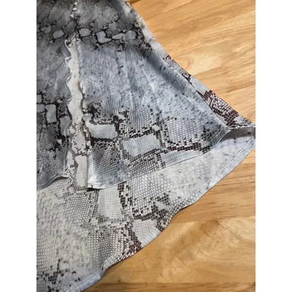 TCEC Snake Print Satin Hi-Lo Bias Cut Skirt Y2k 2000's Large Side Zip Button - Picture 3 of 12